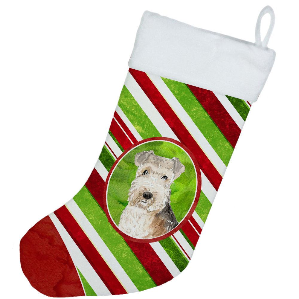 Lakeland Terrier Christmas Candy Stripe Christmas Stocking CK4091CS