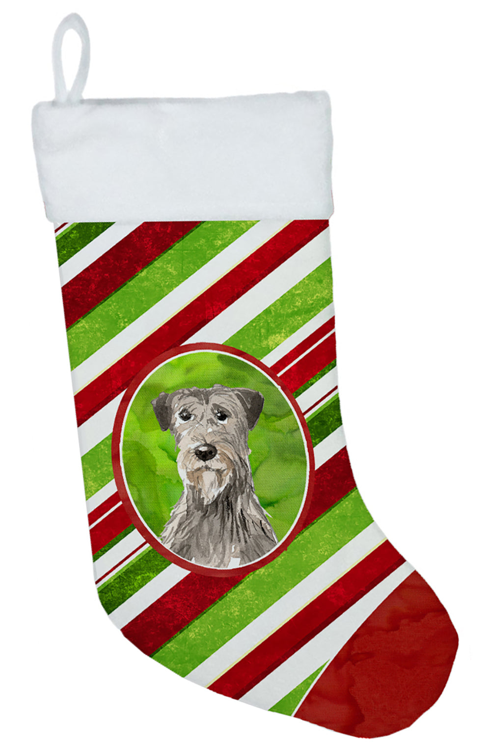 Irish Wolfhound Christmas Candy Stripe Christmas Stocking CK4094CS