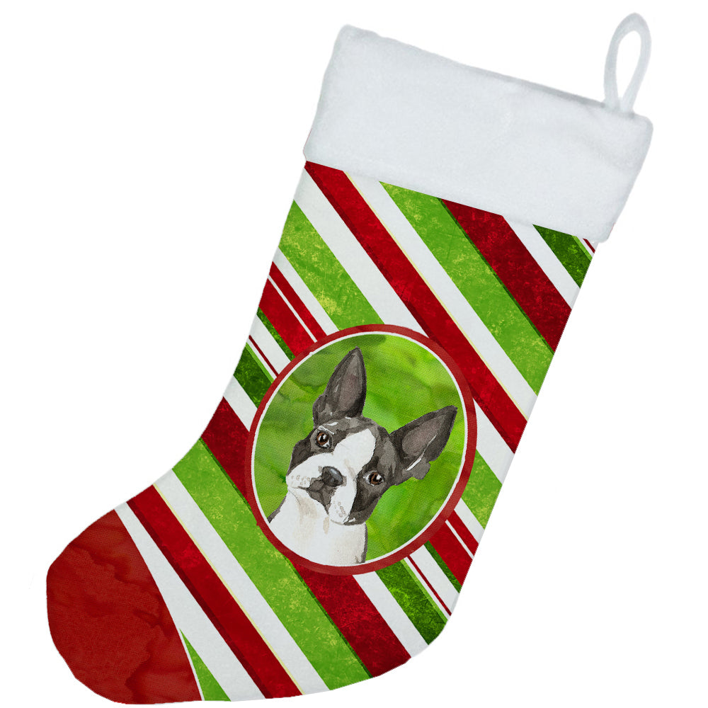 Boston Terrier Christmas Candy Stripe Christmas Stocking CK4104CS