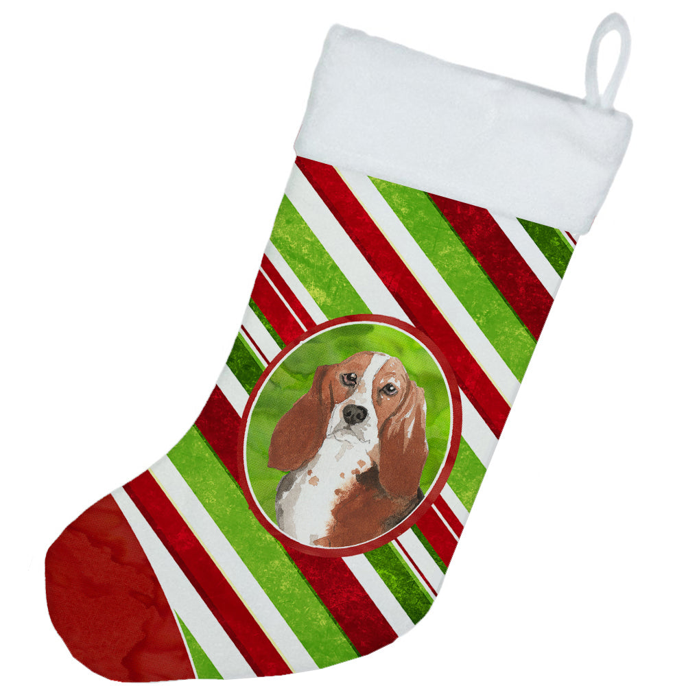 Basset Hound Christmas Candy Stripe Christmas Stocking CK4108CS