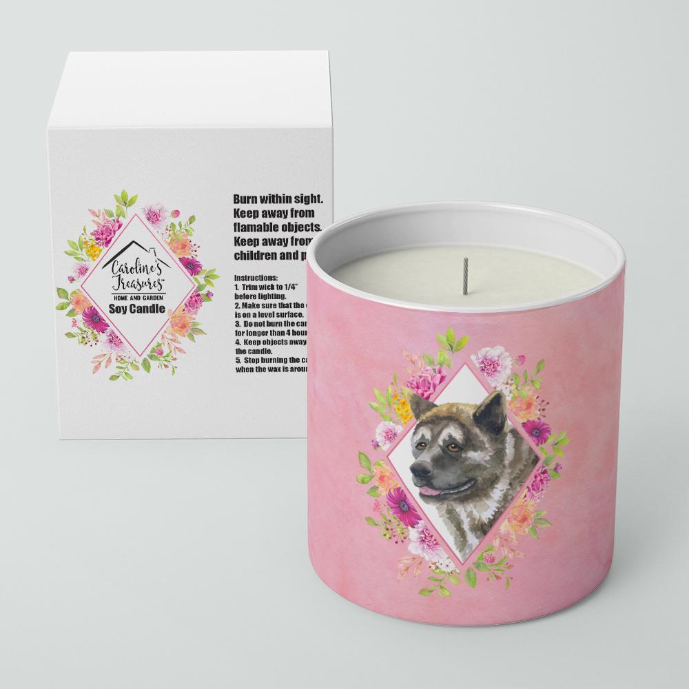 Akita Pink Flowers 10 oz Decorative Soy Candle CK4113CDL by Caroline's Treasures