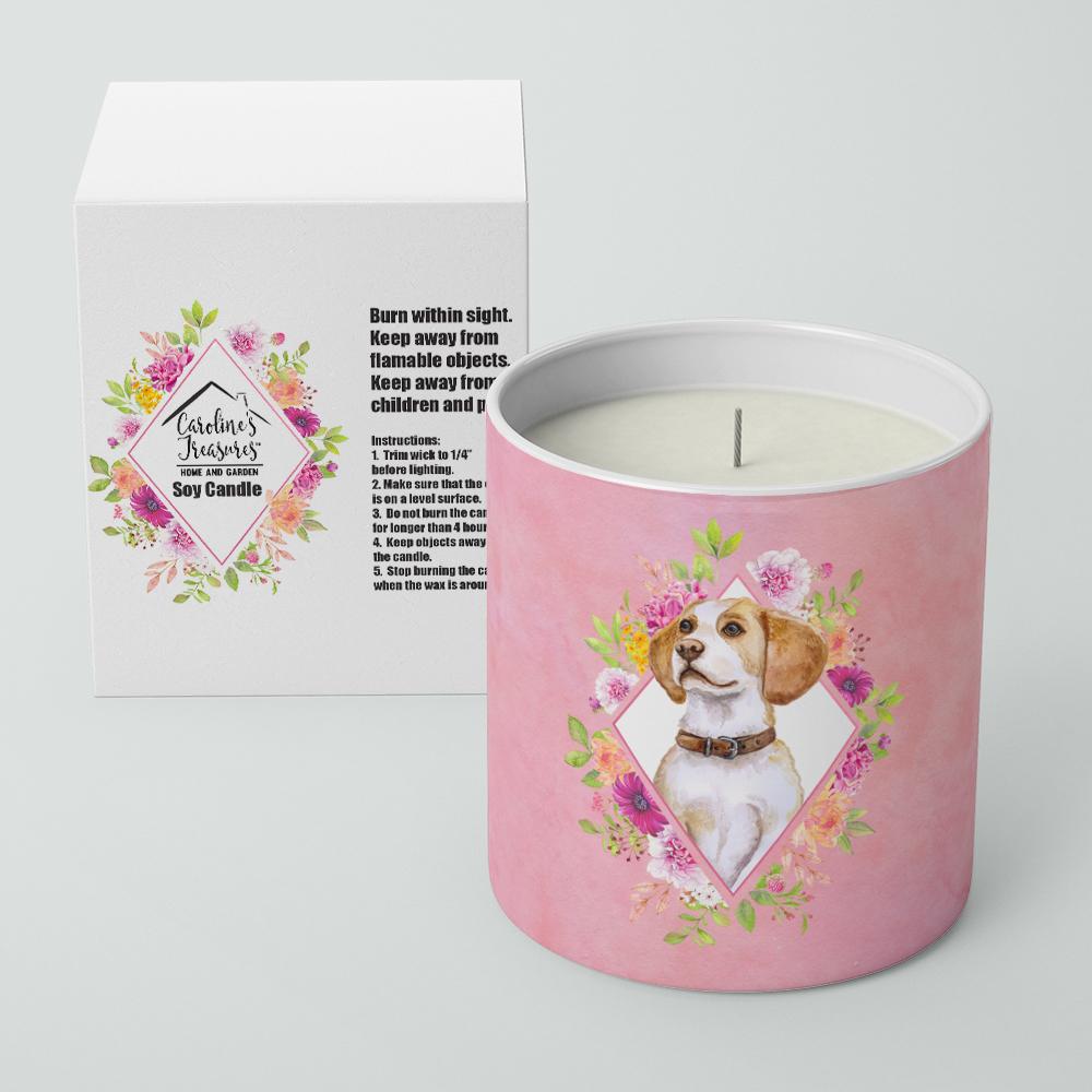 Beagle Pink Flowers 10 oz Decorative Soy Candle CK4117CDL by Caroline's Treasures
