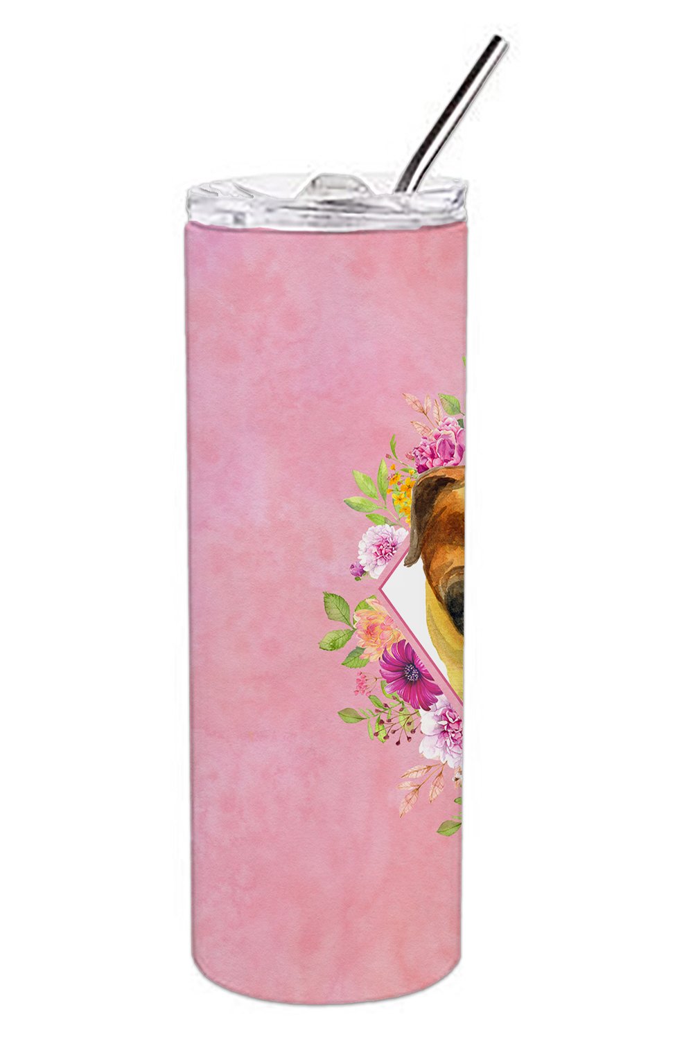 Borboel Mastiff Pink Flowers Double Walled Stainless Steel 20 oz Skinny Tumbler CK4121TBL20 by Caroline's Treasures