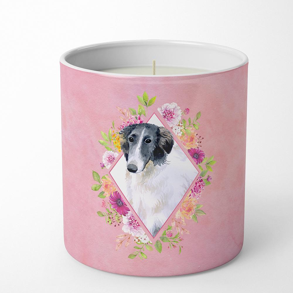 Borzoi Pink Flowers 10 oz Decorative Soy Candle CK4122CDL by Caroline's Treasures