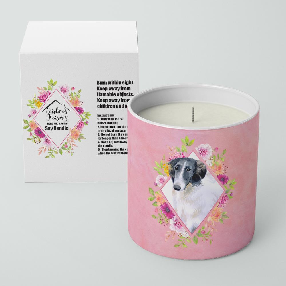 Borzoi Pink Flowers 10 oz Decorative Soy Candle CK4122CDL by Caroline's Treasures