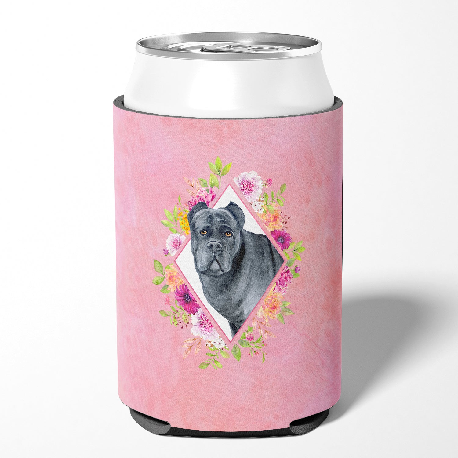 Cane Corso Pink Flowers Can or Bottle Hugger CK4125CC