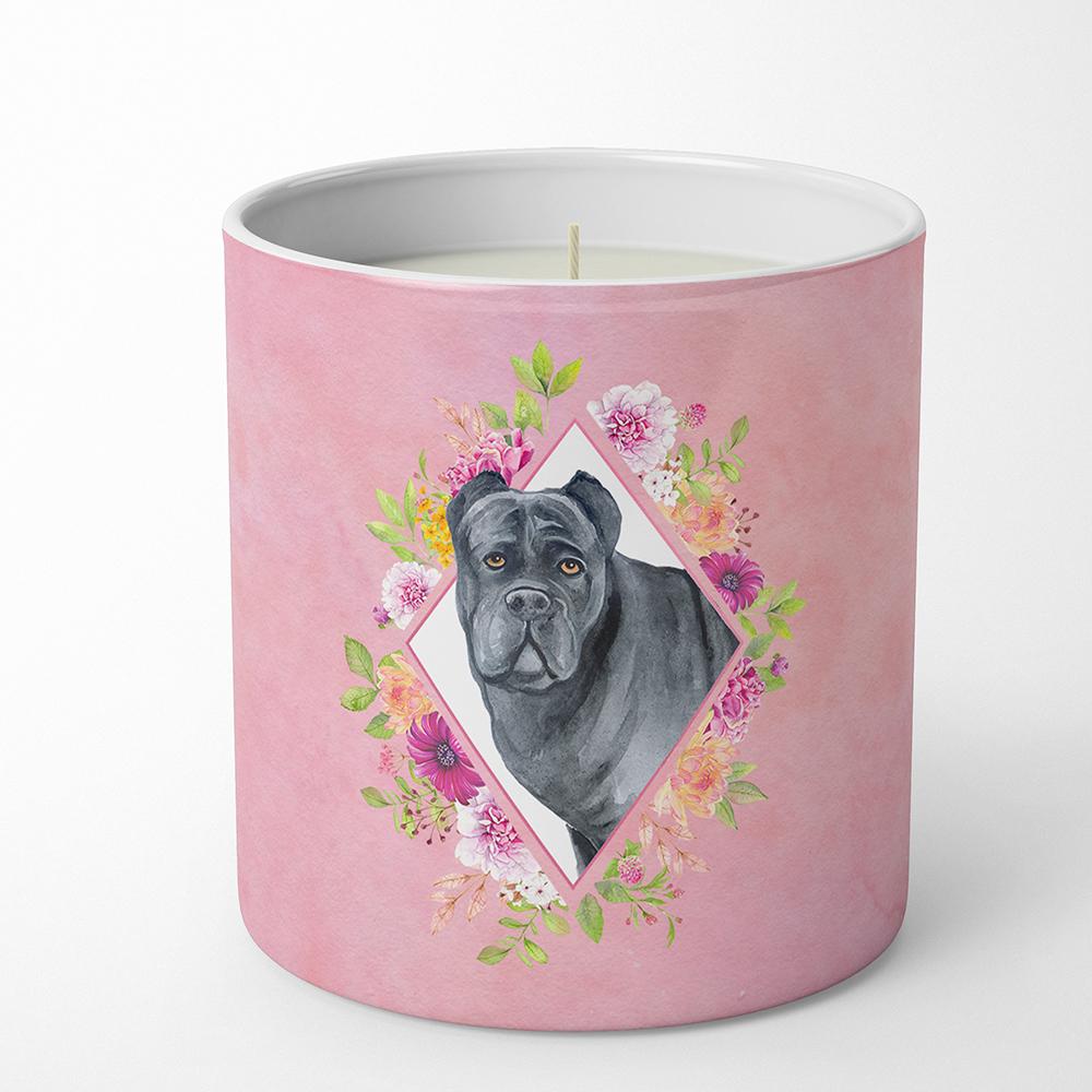 Cane Corso Pink Flowers 10 oz Decorative Soy Candle CK4125CDL by Caroline's Treasures