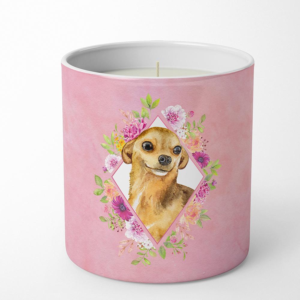 Chihuahua #1 Pink Flowers 10 oz Decorative Soy Candle CK4128CDL by Caroline's Treasures