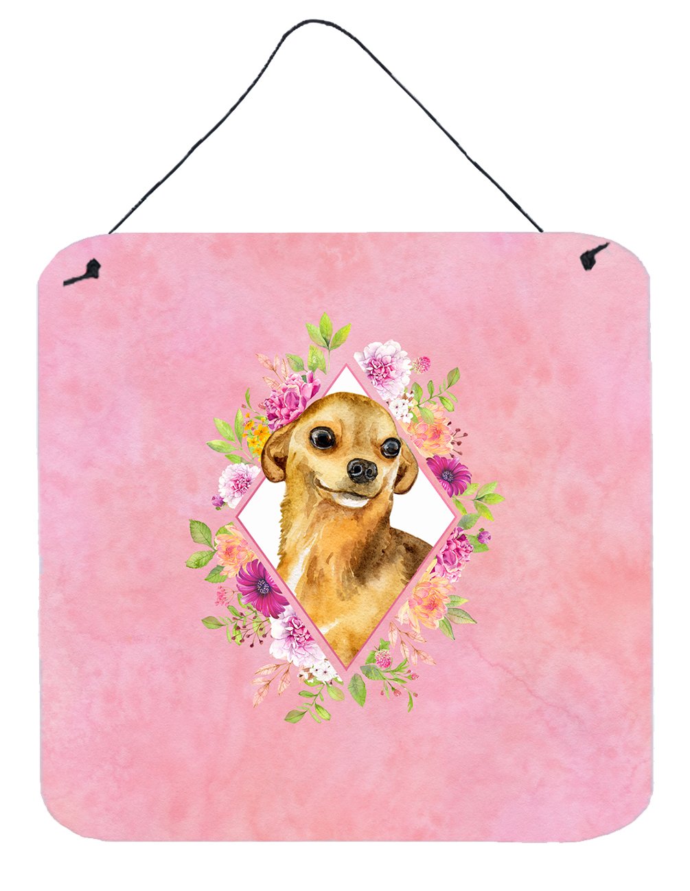 Chihuahua #1 Pink Flowers Wall or Door Hanging Prints CK4128DS66 by Caroline's Treasures