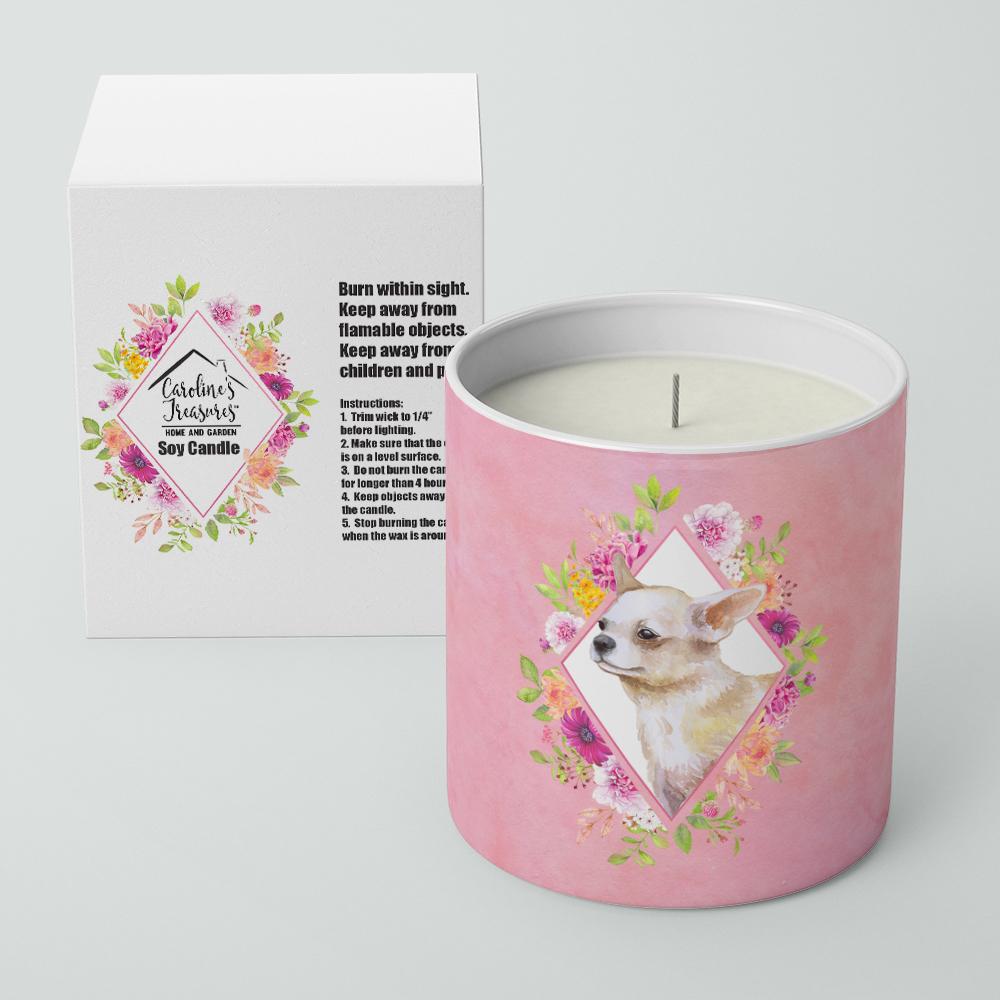 Chihuahua #2 Pink Flowers 10 oz Decorative Soy Candle CK4129CDL by Caroline's Treasures