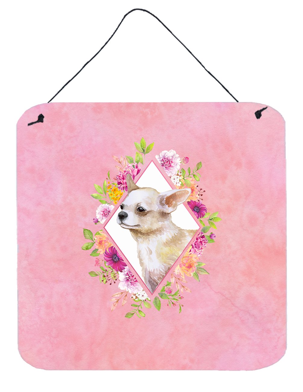 Chihuahua #2 Pink Flowers Wall or Door Hanging Prints CK4129DS66 by Caroline's Treasures