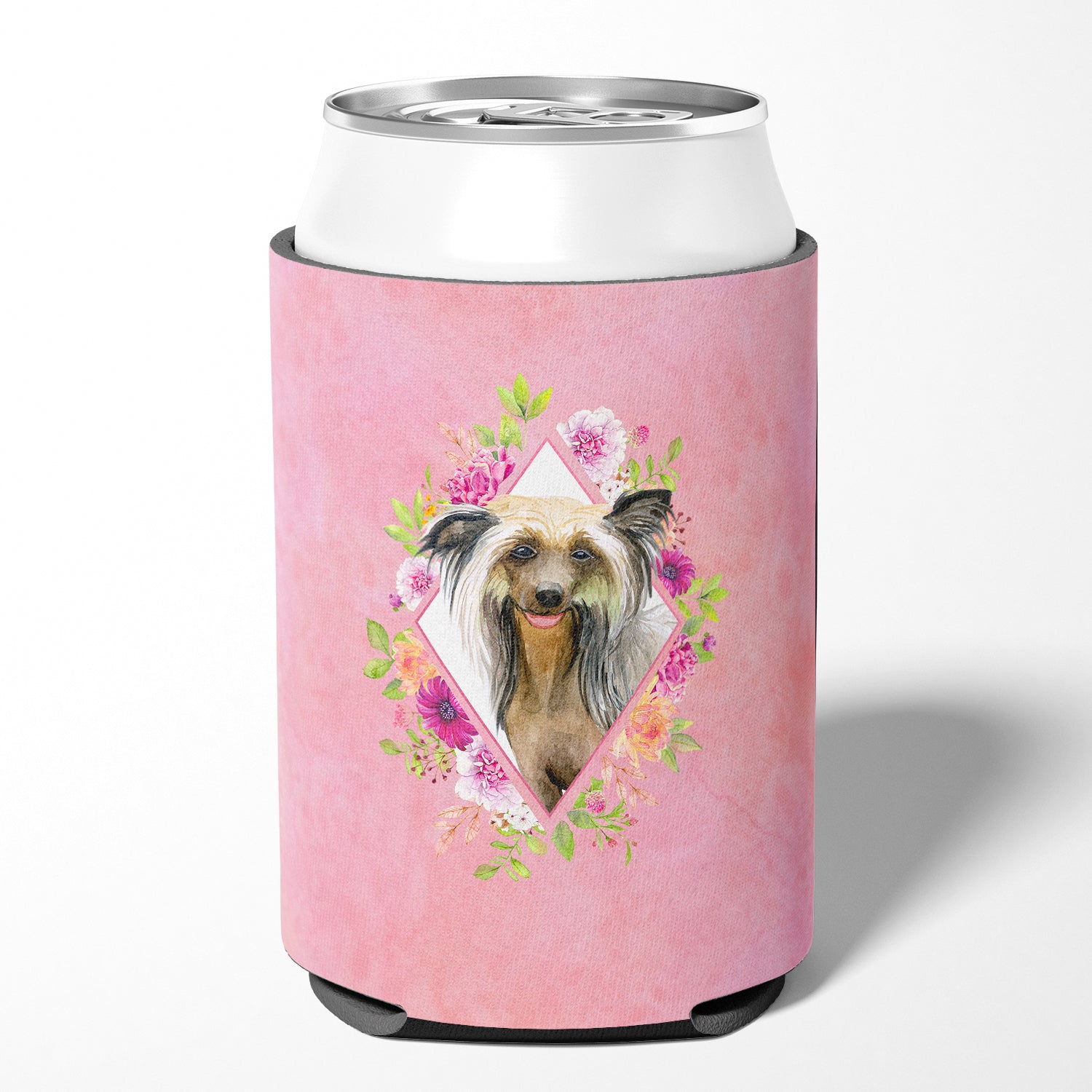 Chinese Crested Pink Flowers Can or Bottle Hugger CK4130CC