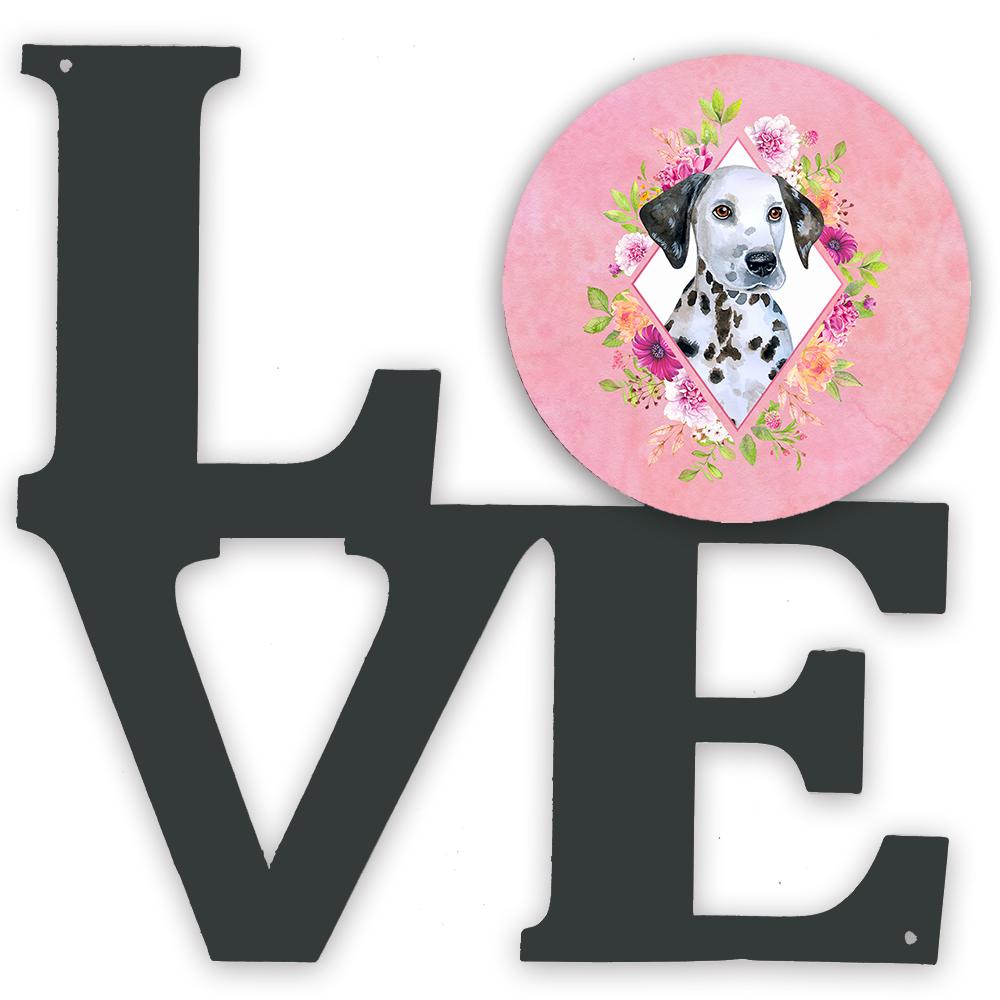 Dalmatian Puppy Pink Flowers Metal Wall Artwork LOVE CK4136WALV by Caroline's Treasures