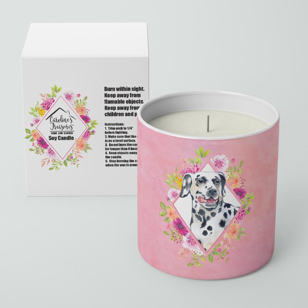 Dalmatian Pink Flowers 10 oz Decorative Soy Candle CK4137CDL by Caroline's Treasures
