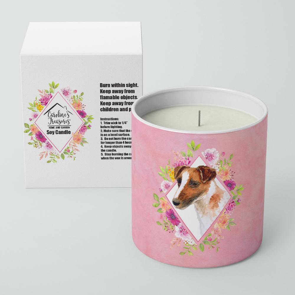 Jack Russell Terrier Pink Flowers 10 oz Decorative Soy Candle CK4141CDL by Caroline's Treasures