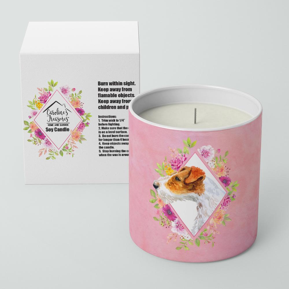 Jack Russell Terrier #2 Pink Flowers 10 oz Decorative Soy Candle CK4142CDL by Caroline's Treasures