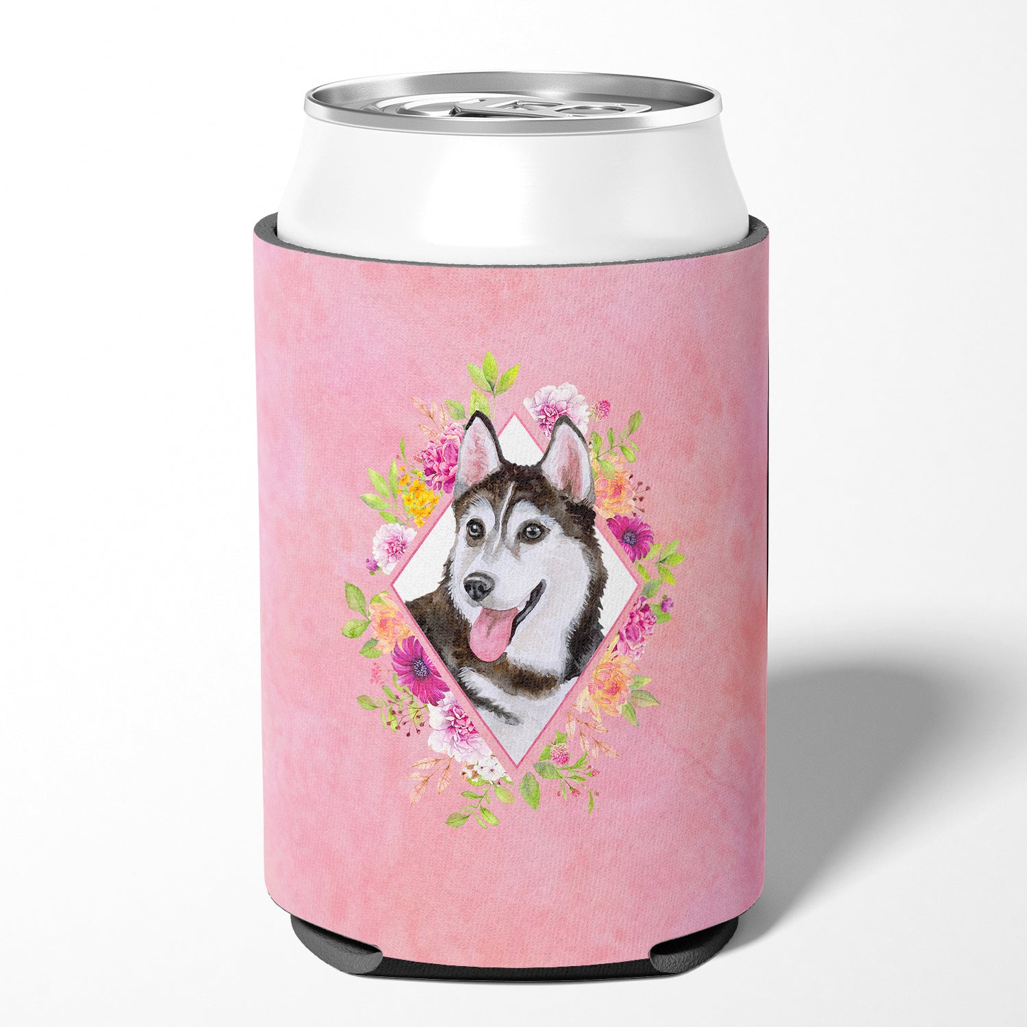 Siberian Husky #1 Pink Flowers Can or Bottle Hugger CK4151CC