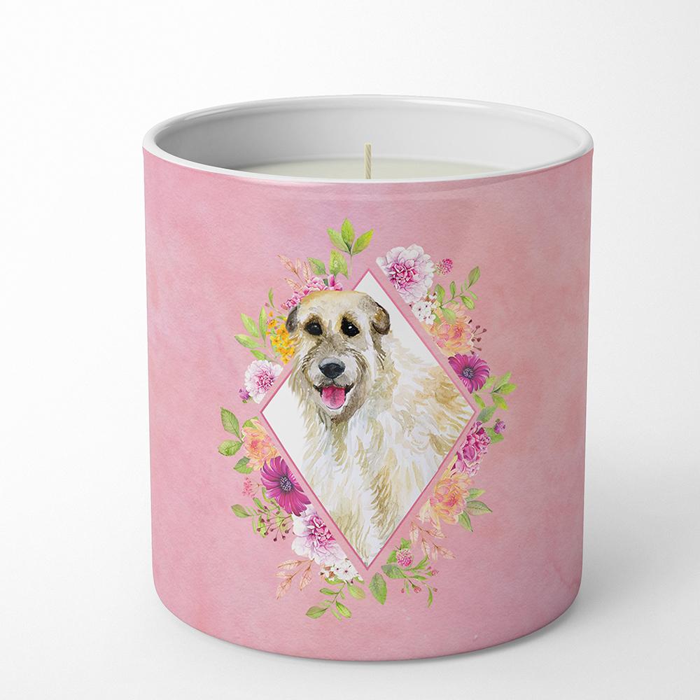 Irish Wolfhound Pink Flowers 10 oz Decorative Soy Candle CK4153CDL by Caroline's Treasures