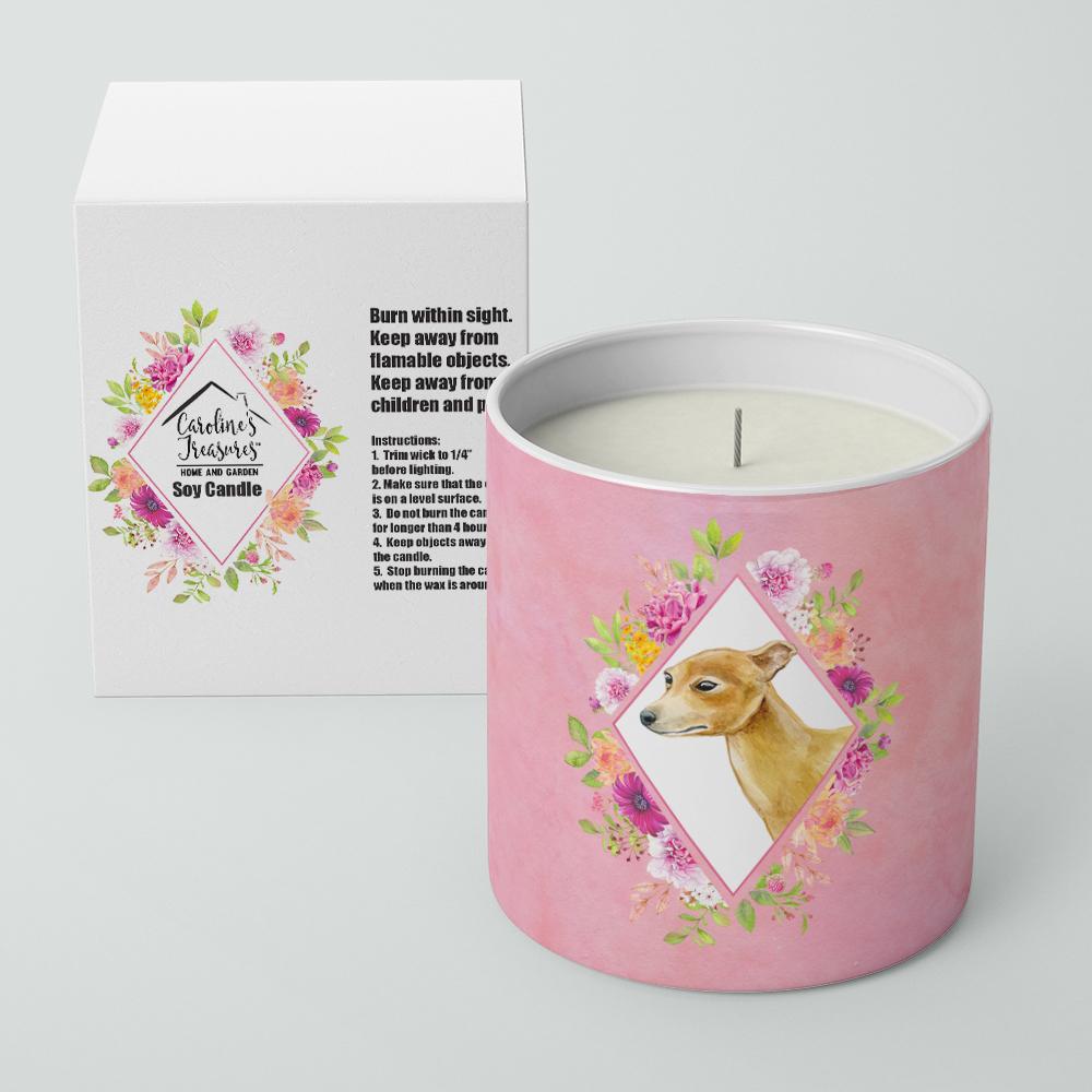Italian Greyhound Pink Flowers 10 oz Decorative Soy Candle CK4154CDL by Caroline's Treasures