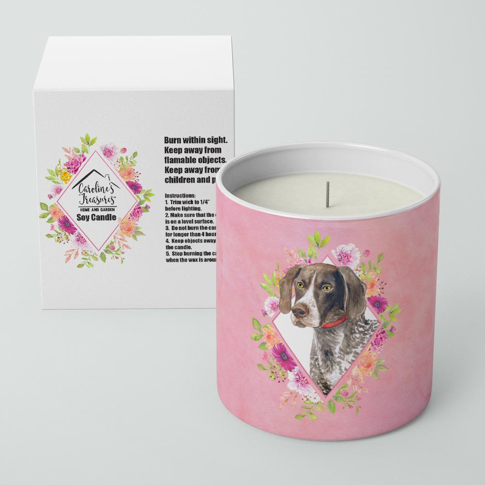 German Shorthaired Pointer Pink Flowers 10 oz Decorative Soy Candle CK4157CDL by Caroline's Treasures