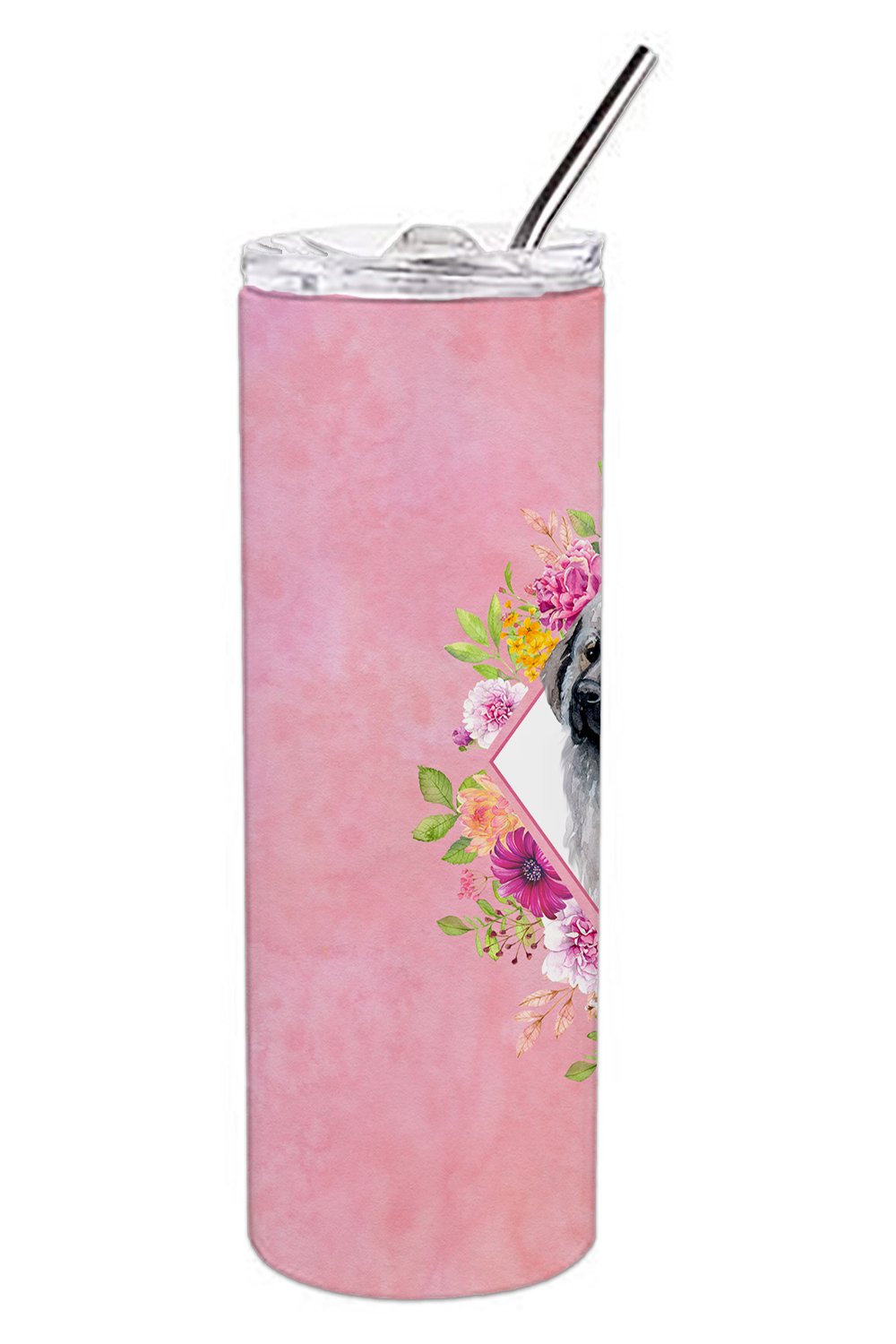Moscow Watchdog Pink Flowers Double Walled Stainless Steel 20 oz Skinny Tumbler CK4162TBL20 by Caroline's Treasures