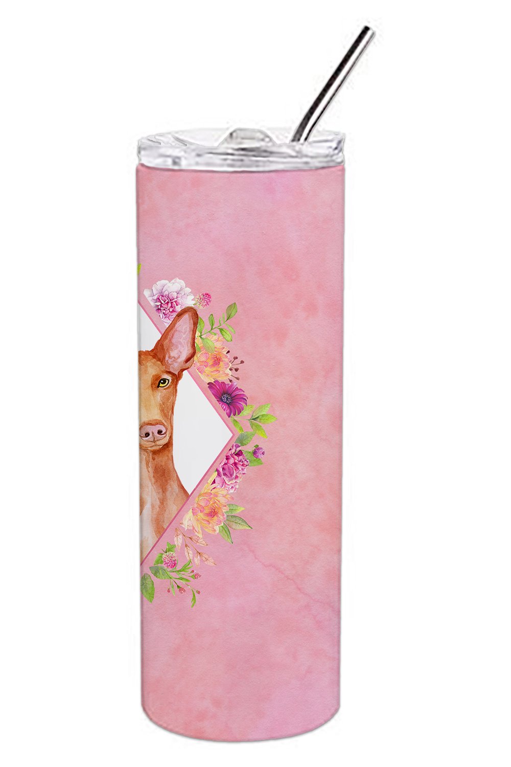 Pharaoh Hound Pink Flowers Double Walled Stainless Steel 20 oz Skinny Tumbler CK4168TBL20 by Caroline's Treasures