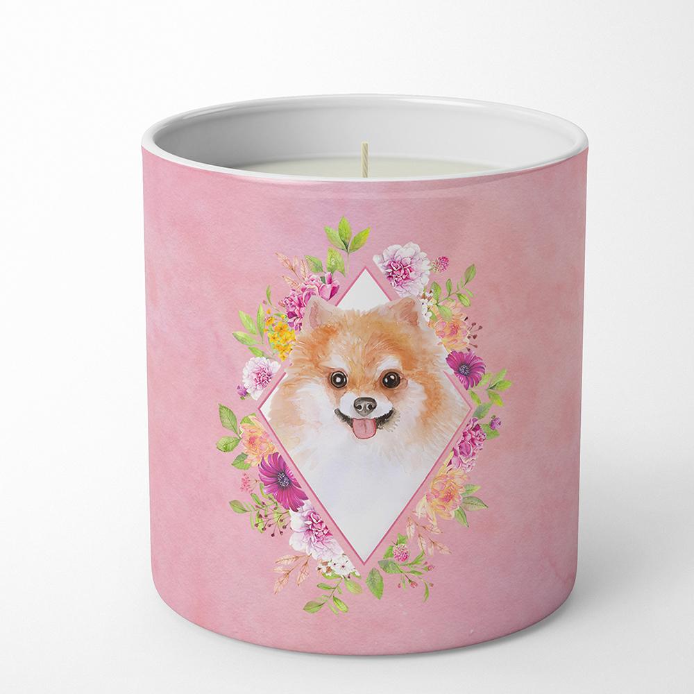 Pomeranian #1 Pink Flowers 10 oz Decorative Soy Candle CK4169CDL by Caroline's Treasures