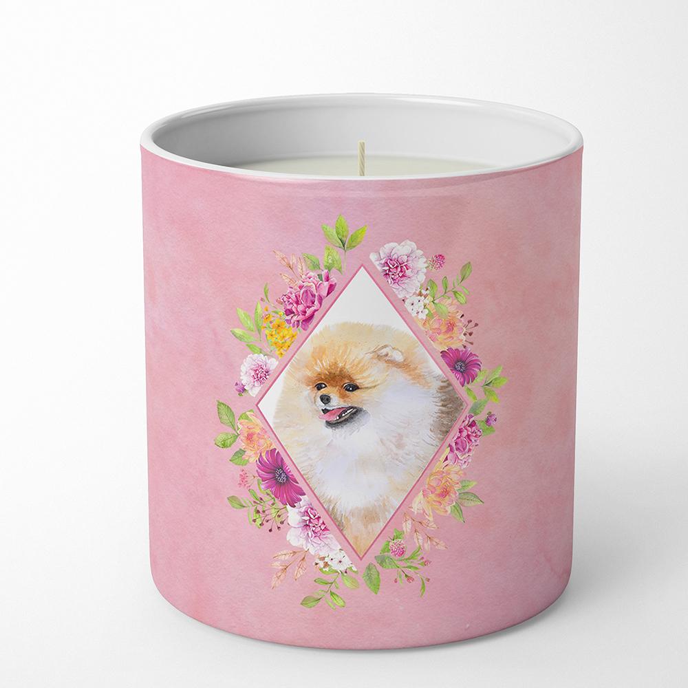 Pomeranian #2 Pink Flowers 10 oz Decorative Soy Candle CK4170CDL by Caroline's Treasures