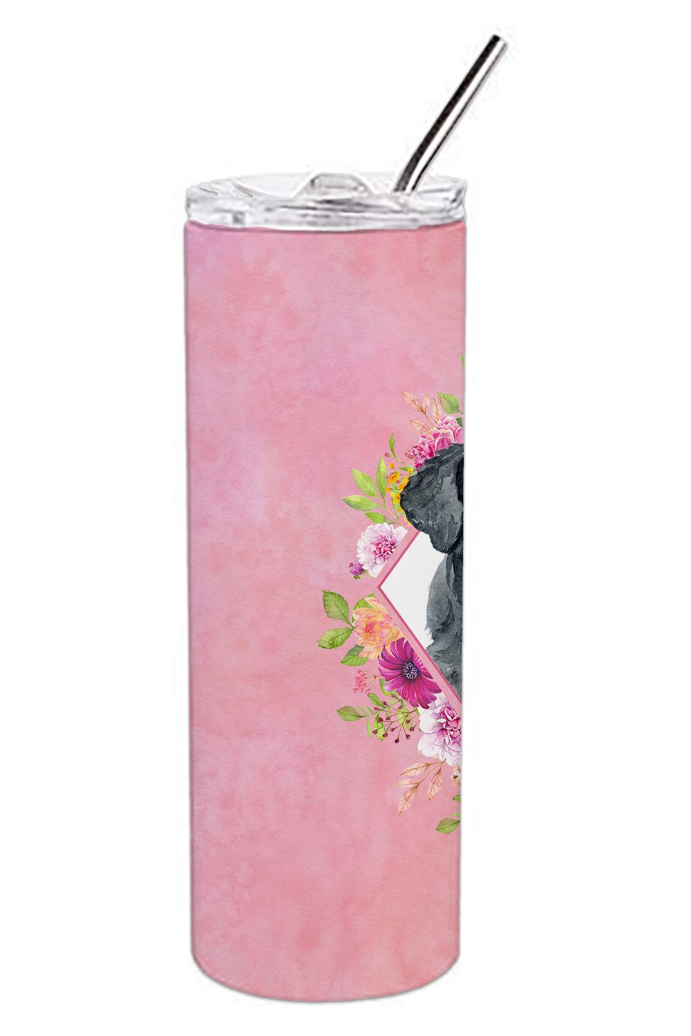 Giant Schnauzer Pink Flowers Double Walled Stainless Steel 20 oz Skinny Tumbler CK4178TBL20 by Caroline's Treasures