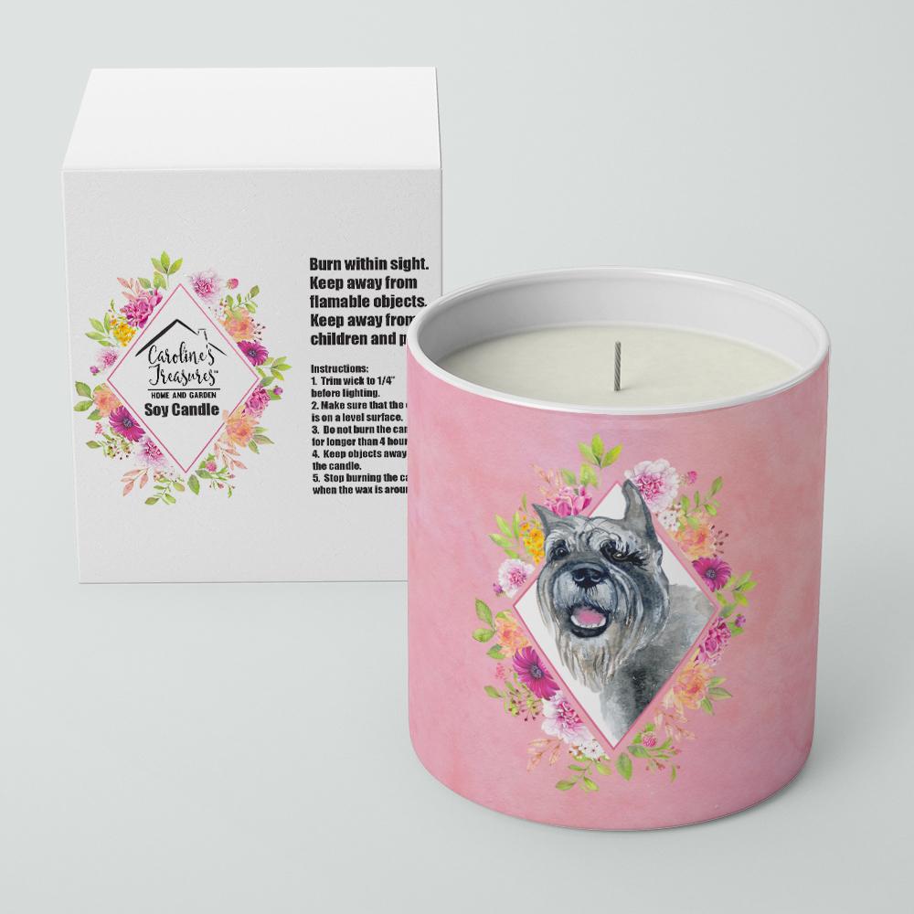 Schnauzer Pink Flowers 10 oz Decorative Soy Candle CK4179CDL by Caroline's Treasures