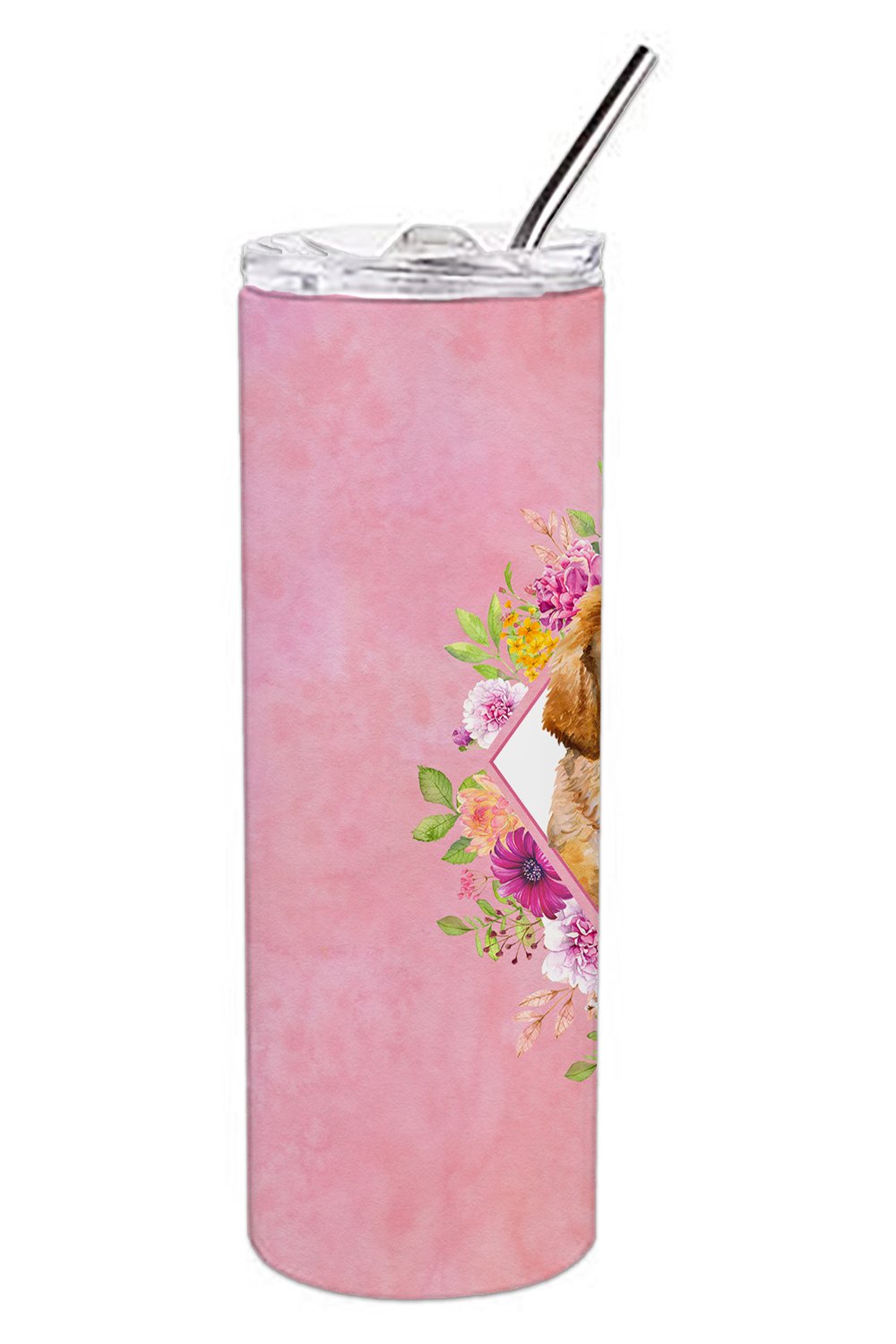 Tibetian Mastiff Puppy Pink Flowers Double Walled Stainless Steel 20 oz Skinny Tumbler CK4189TBL20 by Caroline's Treasures