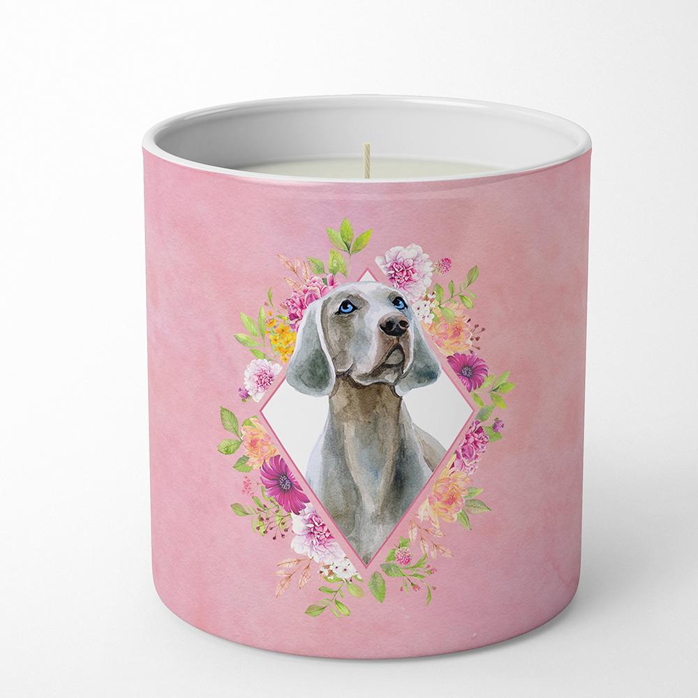 Weimaraner Pink Flowers 10 oz Decorative Soy Candle CK4191CDL by Caroline&#39;s Treasures