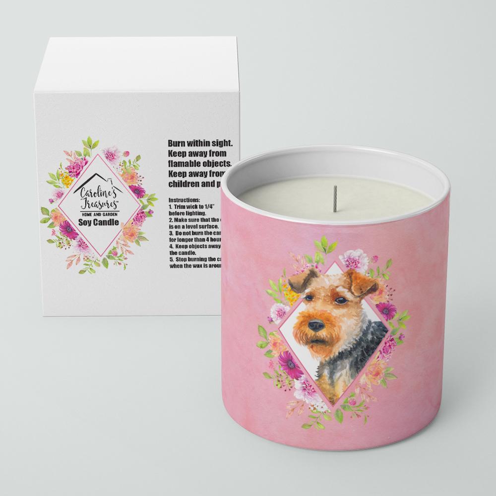 Welsh Terrier Pink Flowers 10 oz Decorative Soy Candle CK4192CDL by Caroline's Treasures