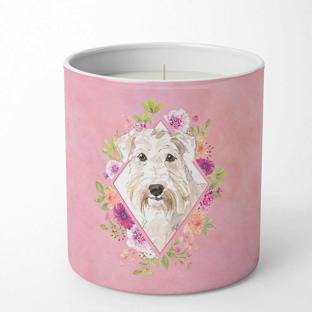 Wheaten Terrier Pink Flowers 10 oz Decorative Soy Candle CK4202CDL by Caroline's Treasures