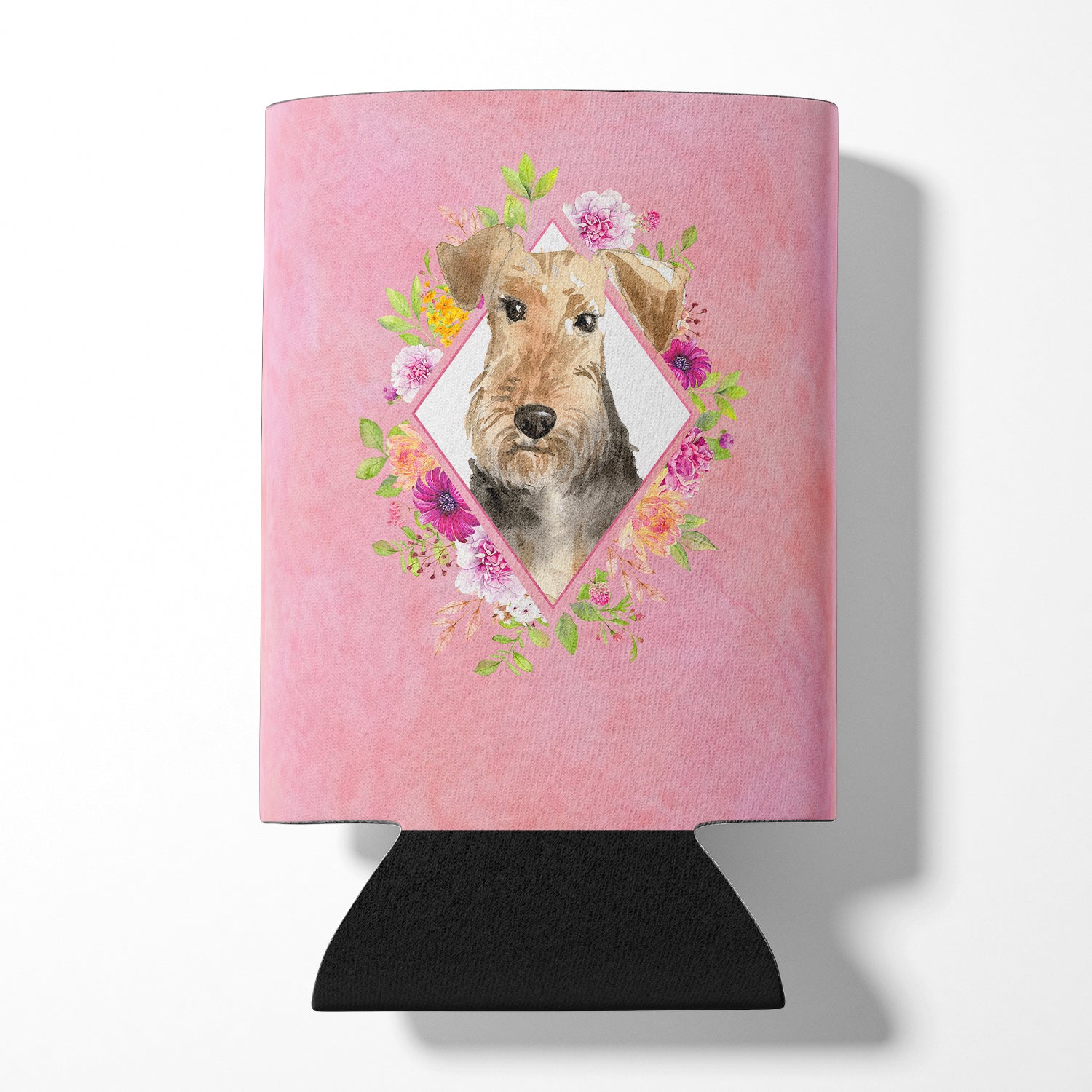 Airedale Terrier Pink Flowers Can or Bottle Hugger CK4204CC