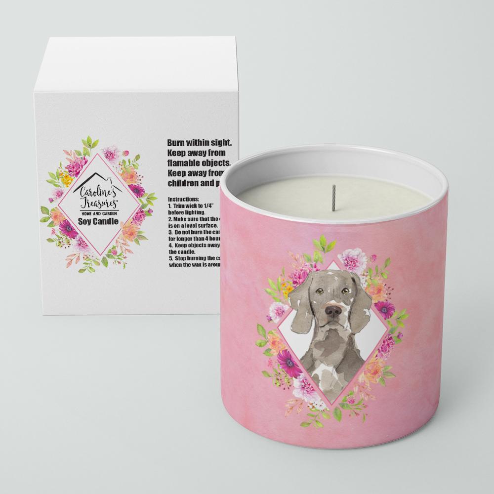Weimaraner Pink Flowers 10 oz Decorative Soy Candle CK4205CDL by Caroline's Treasures