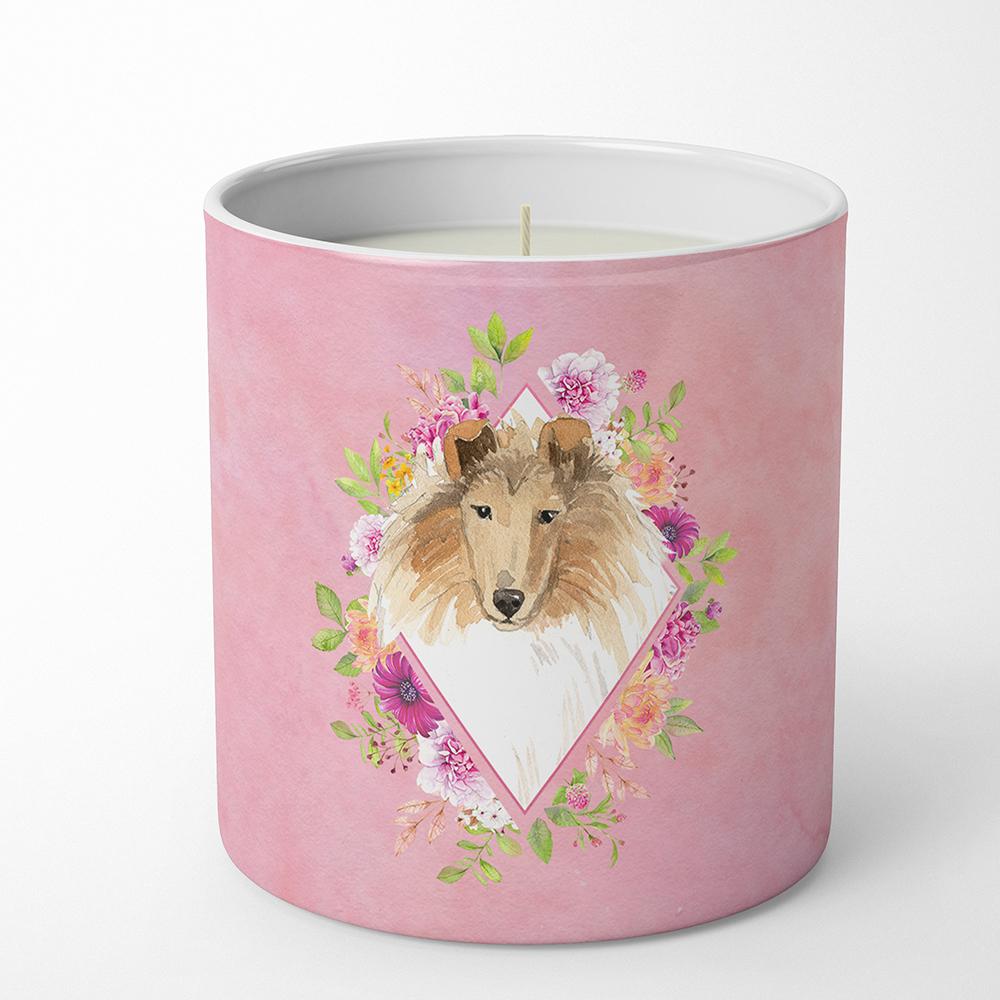 Collie Pink Flowers 10 oz Decorative Soy Candle CK4216CDL by Caroline's Treasures