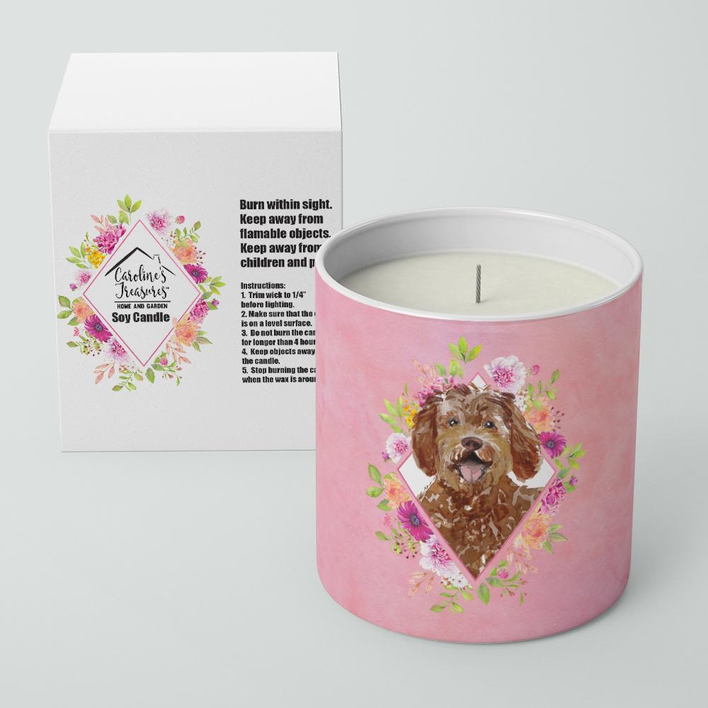 Labradoodle Pink Flowers 10 oz Decorative Soy Candle CK4228CDL by Caroline's Treasures
