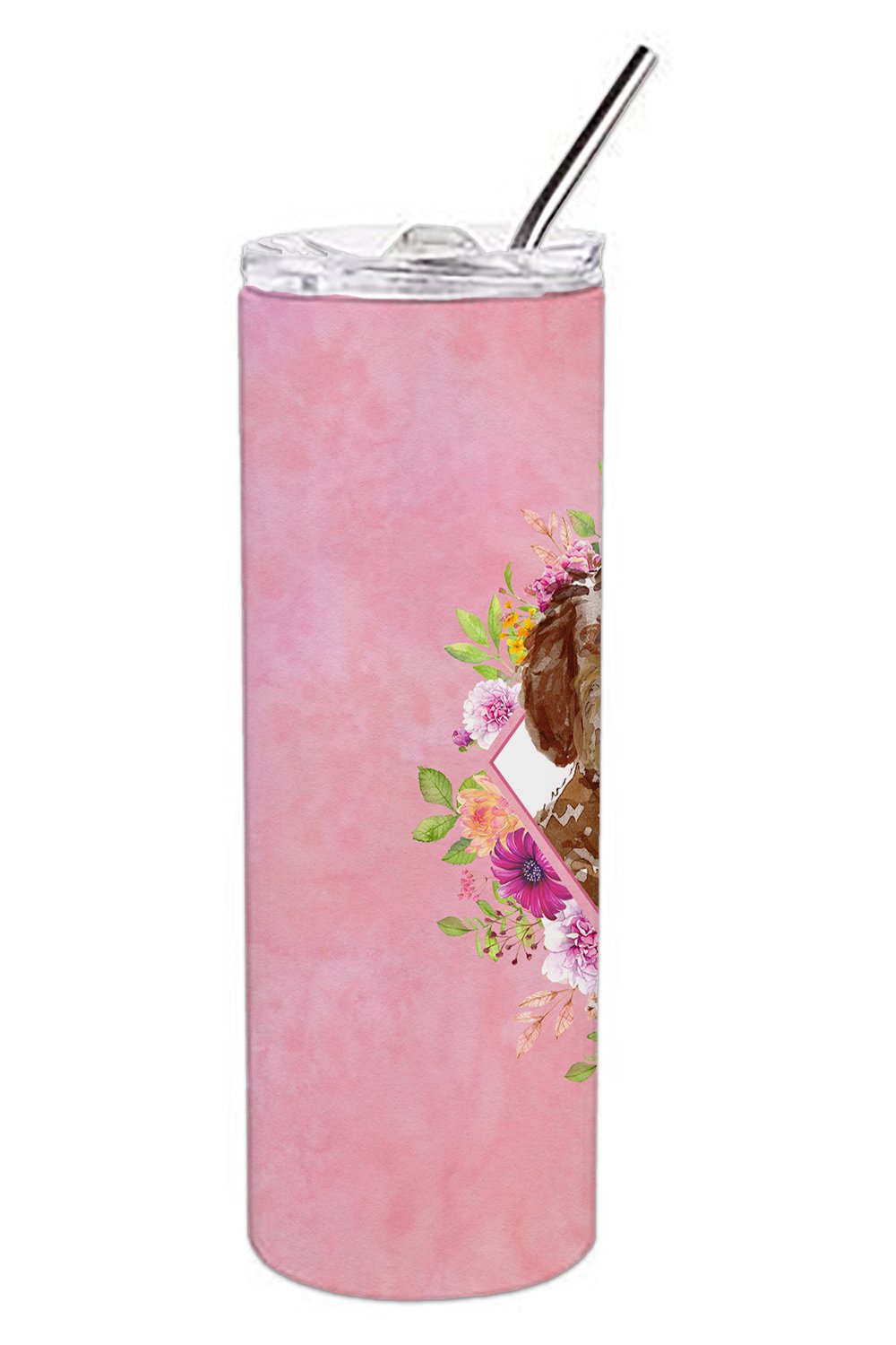 Labradoodle Pink Flowers Double Walled Stainless Steel 20 oz Skinny Tumbler CK4228TBL20 by Caroline's Treasures