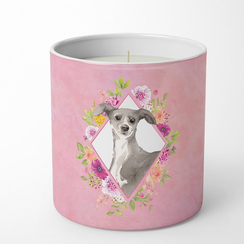 Italian Greyhound Pink Flowers 10 oz Decorative Soy Candle CK4230CDL by Caroline's Treasures