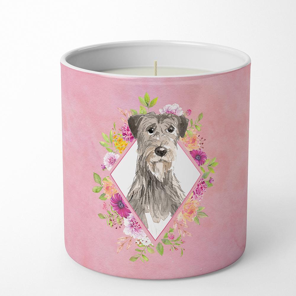 Irish Wolfhound Pink Flowers 10 oz Decorative Soy Candle CK4231CDL by Caroline's Treasures