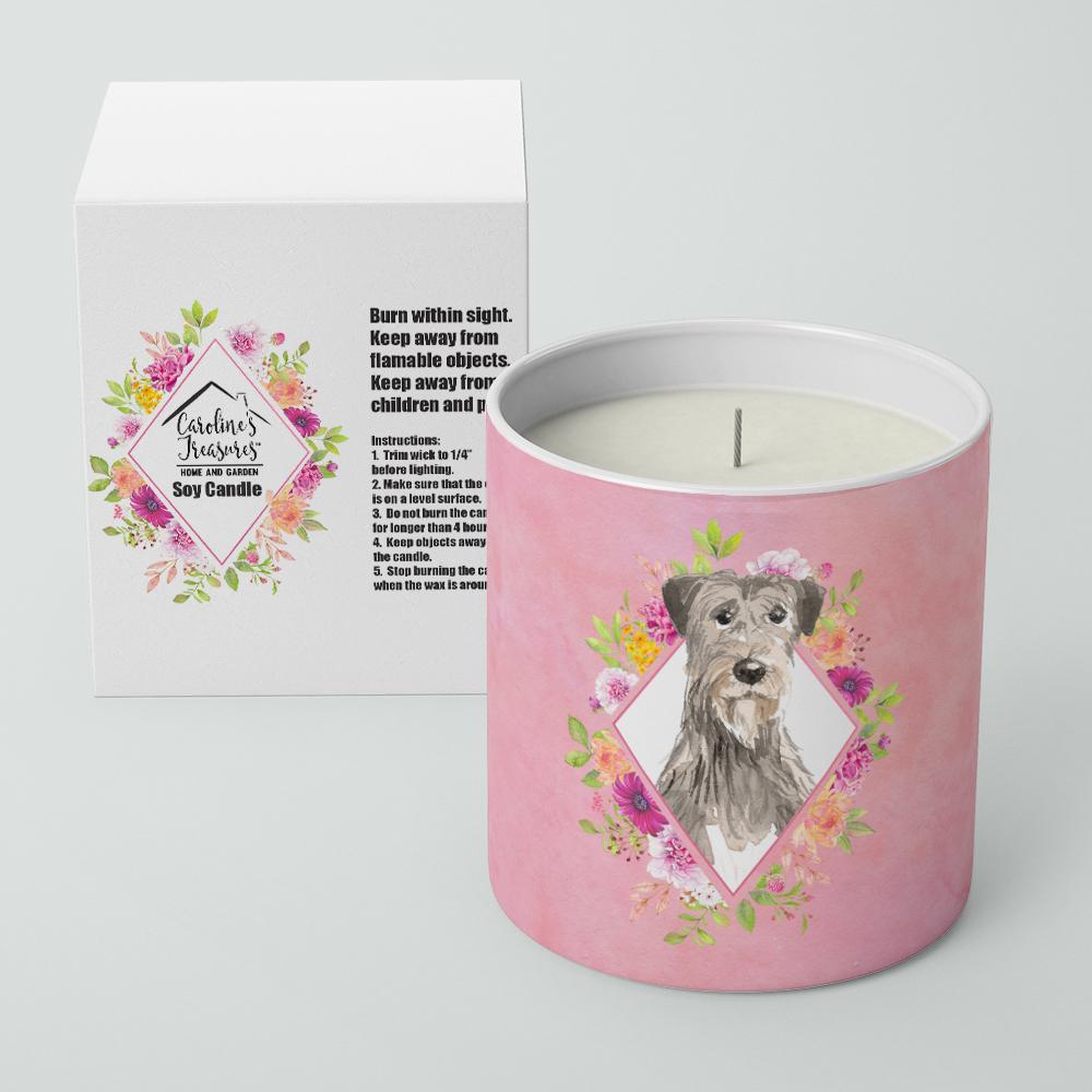 Irish Wolfhound Pink Flowers 10 oz Decorative Soy Candle CK4231CDL by Caroline's Treasures