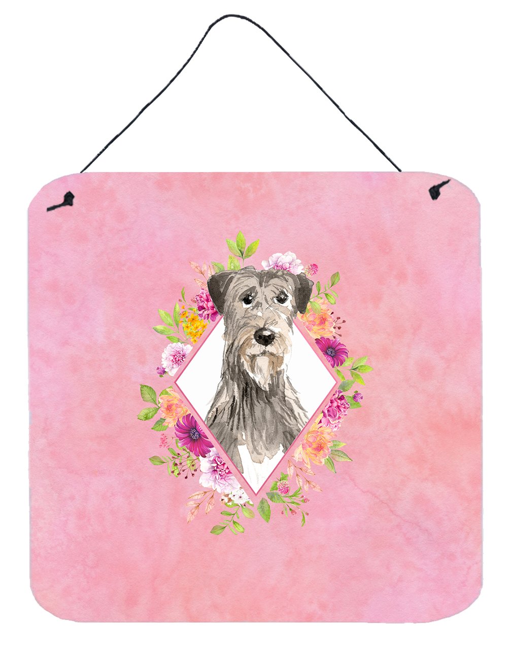 Irish Wolfhound Pink Flowers Wall or Door Hanging Prints CK4231DS66 by Caroline's Treasures