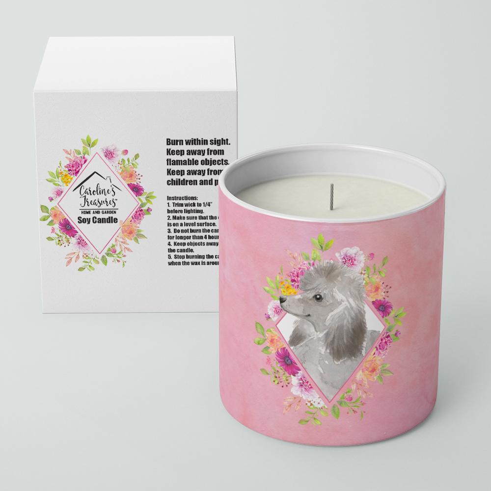 Grey Standard Poodle Pink Flowers 10 oz Decorative Soy Candle CK4233CDL by Caroline's Treasures