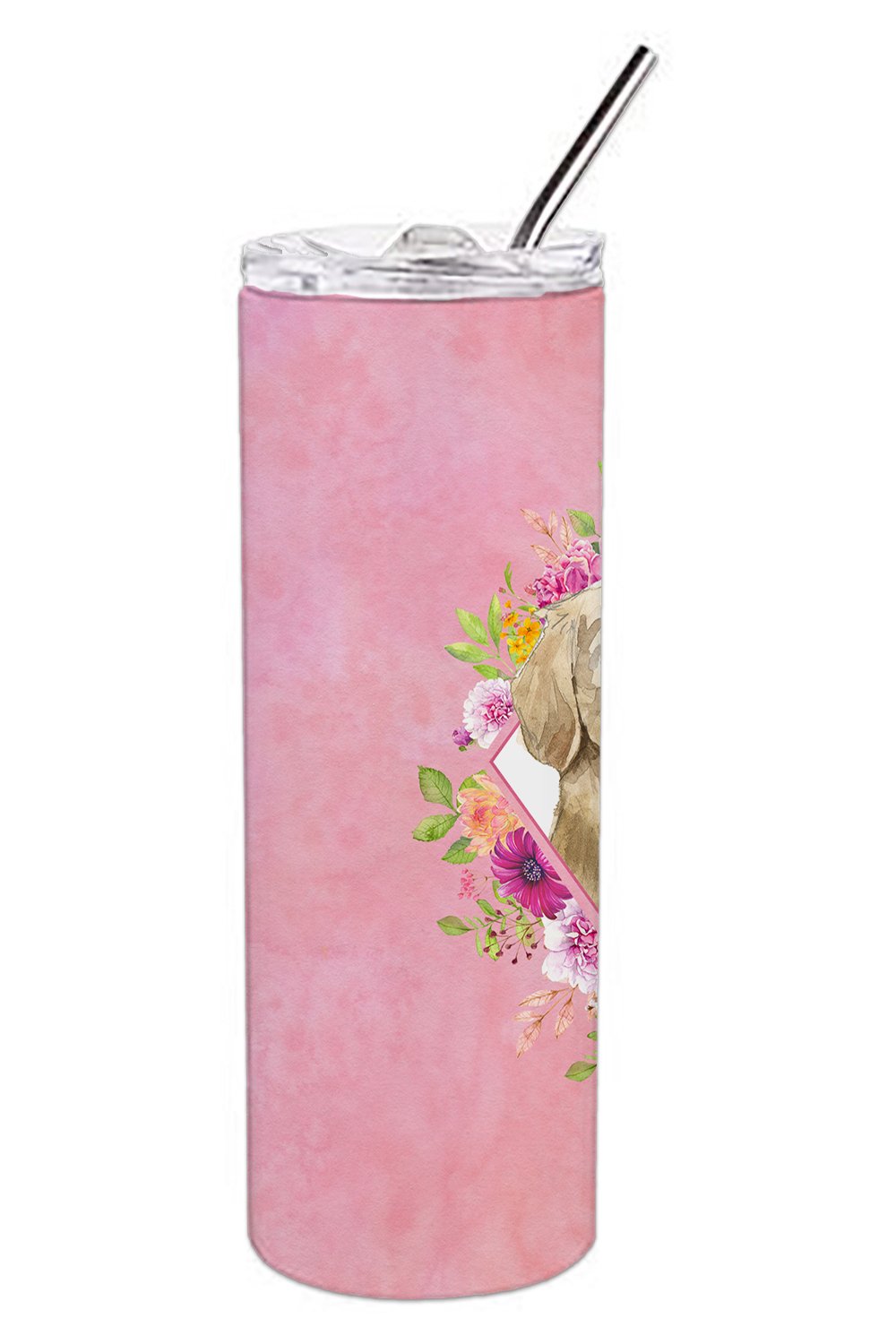 Golden Retriever Pink Flowers Double Walled Stainless Steel 20 oz Skinny Tumbler CK4235TBL20 by Caroline's Treasures