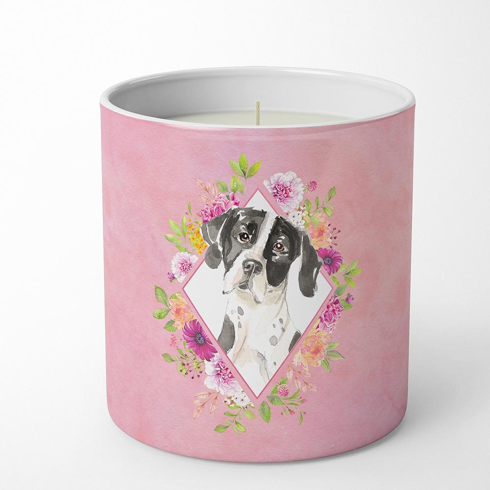 English Pointer Pink Flowers 10 oz Decorative Soy Candle CK4239CDL by Caroline&#39;s Treasures