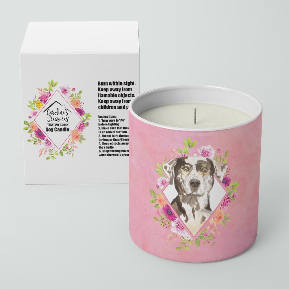 Catahoula Leopard Dog Pink Flowers 10 oz Decorative Soy Candle CK4249CDL by Caroline's Treasures