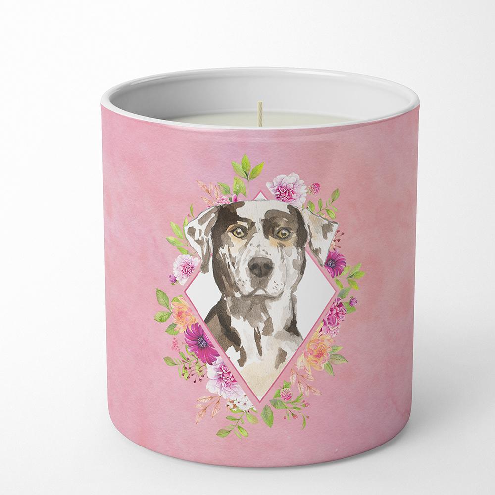 Catahoula Leopard Dog Pink Flowers 10 oz Decorative Soy Candle CK4249CDL by Caroline's Treasures