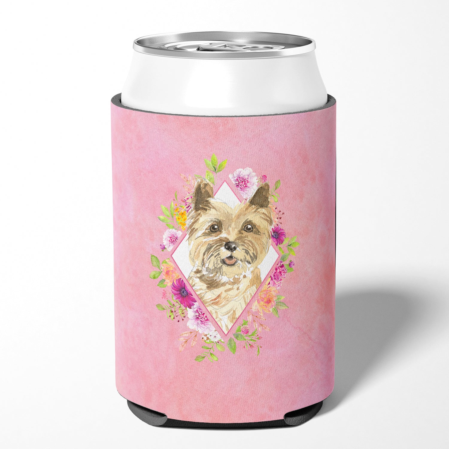 Cairn Terrier Pink Flowers Can or Bottle Hugger CK4250CC