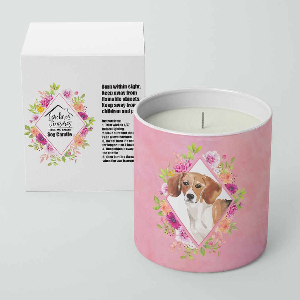 Beagle Pink Flowers 10 oz Decorative Soy Candle CK4265CDL by Caroline's Treasures
